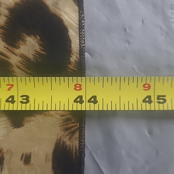 Jungle Animal Print Midi Dress Tan Black stretch 3/4 long sleeve v neck Rouched - Picture 9 of 11